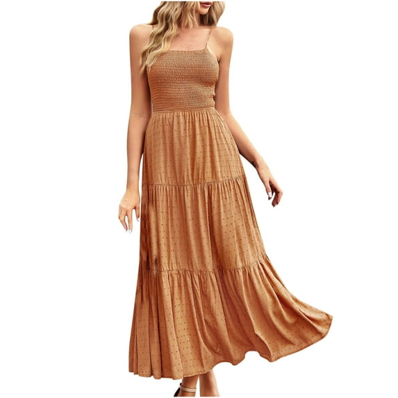 IROINNID A-Line Dress For Women Sleeveless Square Neck Sexy Vintage Party Dresses Regular Solid Color Dress