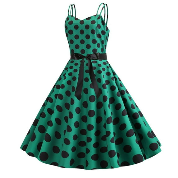 IROINNID A-Line Dress For Women Sleeveless V-Neck Vintage Sexy Swing Dress Regular Print Dress