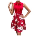 thumbnail image 1 of IROINNID A-Line Dress For Women Strapless Sleeveless High Waist Bow Tie Dress Round Neckline Print Dress, 1 of 3
