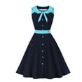 thumbnail image 1 of IROINNID A-Line Dress For Women Strapless Sleeveless Temperament Polka Dots Retro High Waist Makings Dress Round Neckline Solid Color Dress, 1 of 8