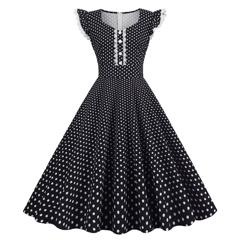 empire waist dress amazon IROINNID A-line Dress For Women Sleeveless Sweatheart Neck Dots Print  Sailor Collar Elegant Below The Knee Dress, Empire Waist Strapless Evening  Dress For Women, Black