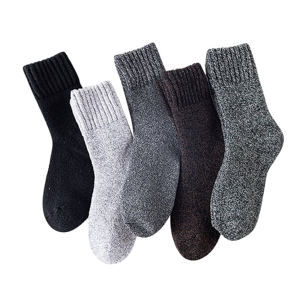 IROINNID Ankle Socks for Men and Women 5 Pairs Warm Winter Socks Patchwork Solid Thick Knit Cozy Socks ,Gray
