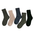 thumbnail image 1 of IROINNID Ankle Socks for Men and Women 5 Pairs Warm Winter Socks Patchwork Solid Thick Knit Cozy Socks ,Navy, 1 of 4