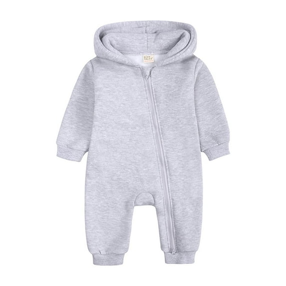 IROINNID Baby Bodysuit Long Sleeve Winter Hoodies Baby Girls Boys Clothes Romper Hoody Bear Ears Jumpsuit Pullover Zipper Overalls,Gray