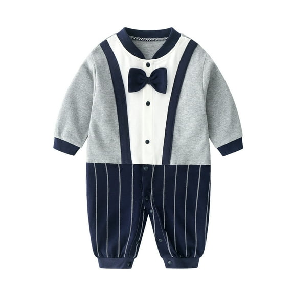 IROINNID Baby Boys Gentleman Romper with Bow Tie Newborn Infant Jumpsuit Baby Formal Outfits Clothes 6M