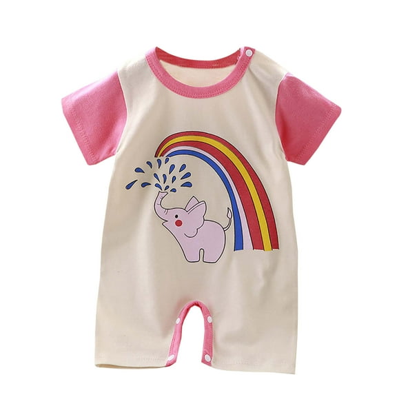 IROINNID Baby Onesies Short Sleeve Summer Round Neck Cute Printed Shorts Rompers