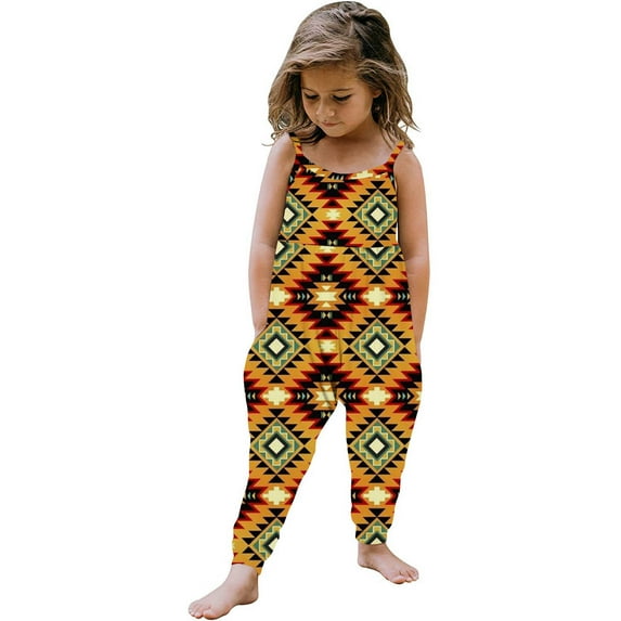 IROINNID Baby Summer Jumpsuits Sling Sleeveless Print for Girls Kids Harem Strap Romper Toddler Pants 4T