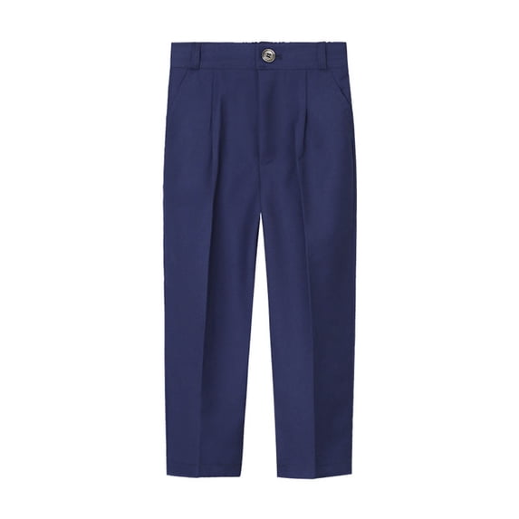 IROINNID Back to School Toddler Kids Big Boy Cute Solid Color Lattice School Uniform Suit Pants Trousers ,Navy