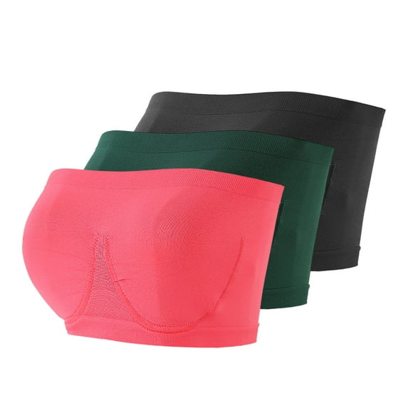 IROINNID Bandeau Bras For Women Strapless Stretch Push Up Bandeau Bra,Plus Size Comfort Wireless Stylsih Underwear, No Pad