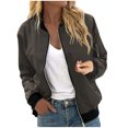 thumbnail image 1 of IROINNID Baseball Jacket for Women Casual Zipper Closure Solid Daily Wear Plain Style Jacket with Pocket,Green, 1 of 7