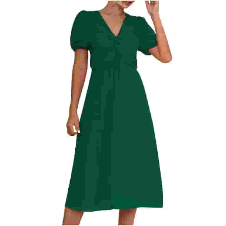 Fashion Casual Solid Patchwork V Neck A Line Dresses(3 colors) Fashion Casual Solid Patchwork V Neck A Line Dresses(3 colors)