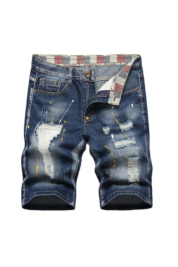 Bermuda for Men Summer Short Micro Inelastic Shorts Zipper Open Five Point Short Half Shorts Jeans,Yellow
