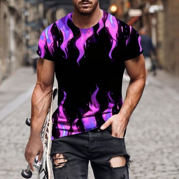 IROINNID Big and Tall Men T Shirts, Lightweight Thin Basic Round Neck Printed Comfortable Blouses for Men