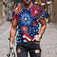 thumbnail image 1 of IROINNID Big and Tall Men's T Shirts,Indenpence Day Lightweight Thin Basic Round Neck Casual Blouses for Men, 1 of 5