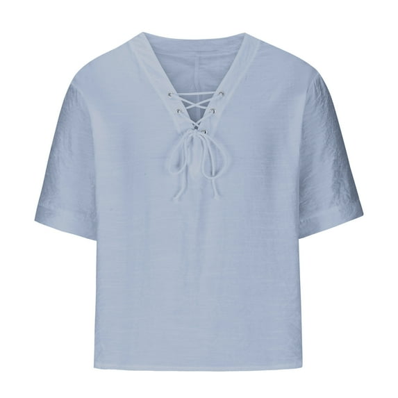 IROINNID Big and Tall T Shirts for Men, Lightweight Thin Basic V-Neck Knit Loose Casual T-shirt for Men