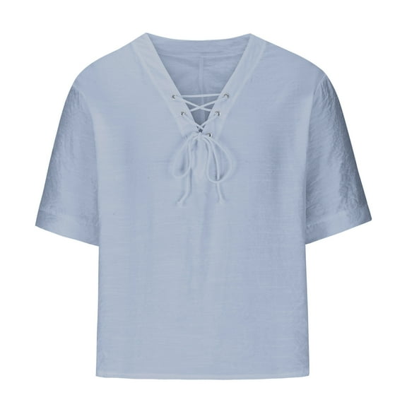 IROINNID Big and Tall T Shirts for Men, Lightweight Thin Basic V-Neck Knit Loose Casual T-shirt for Men