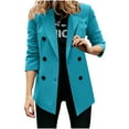 thumbnail image 1 of IROINNID Blazer Jacket for Women Button Closure Long Sleeve Blazer Solid Business Work Jacket for Women Semi-formal Jacket,Light Blue, 1 of 5