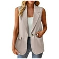 thumbnail image 1 of IROINNID Blazer Jacket for Women Casual Blazer Front Open Solid Work Jacket Slim Fit Office Blazer For Daily/Work with Pocket,Beige, 1 of 6