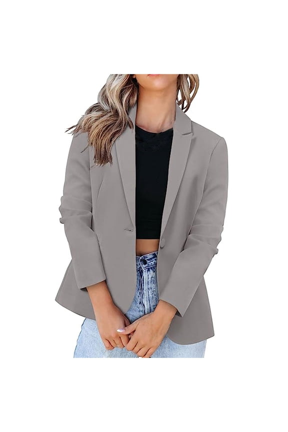 Blazer Jacket for Women Casual Blazer Jackets Long Sleeve Open Front Button Jacket with Pockets Business Office Blazer,Gray