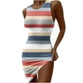 thumbnail image 1 of IROINNID Bodycon Dress For Women Strapless Sleeveless Summer Sexy Slimming Ribbed Body-con Tank Dress Round Neckline Print Dress, 1 of 8
