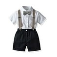 thumbnail image 1 of IROINNID Boy's Gentlemen Summer Short Sleeve Top Strap Shorts Tie Four-Pieces Solid Set, 1 of 7