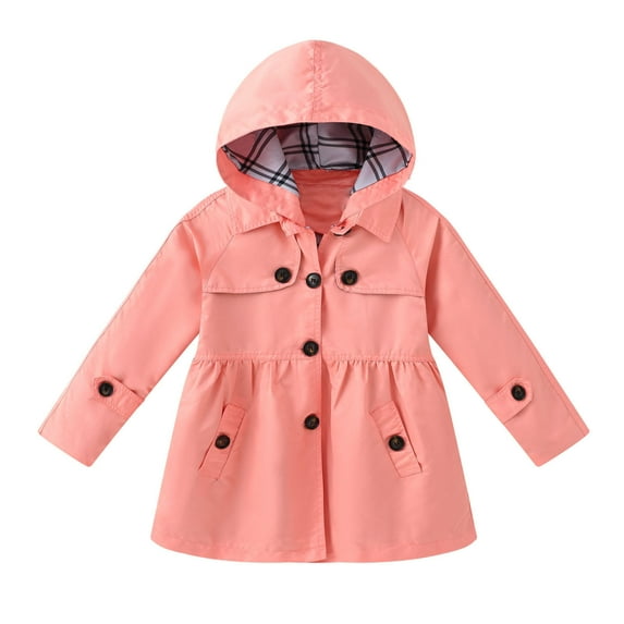IROINNID Boys Girls Solid Color Windproof Storm Jacket Detachable Hooded Waterproof Mid Long Coat