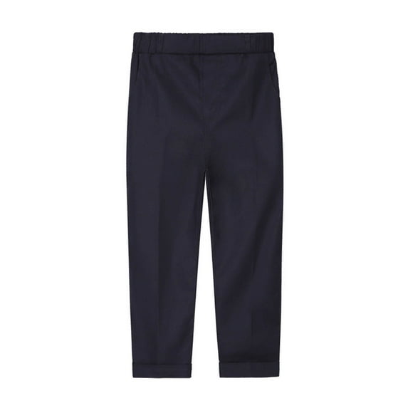 IROINNID Boys Uniform Pants Toddler Kids Big Cute Solid Color Stripe School Uniform Suit Pants Trousers,Navy