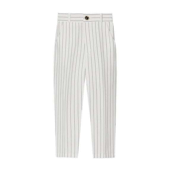 IROINNID Boys Uniform Pants Toddler Kids Big Cute Solid Color Stripe School Uniform Suit Pants Trousers,White