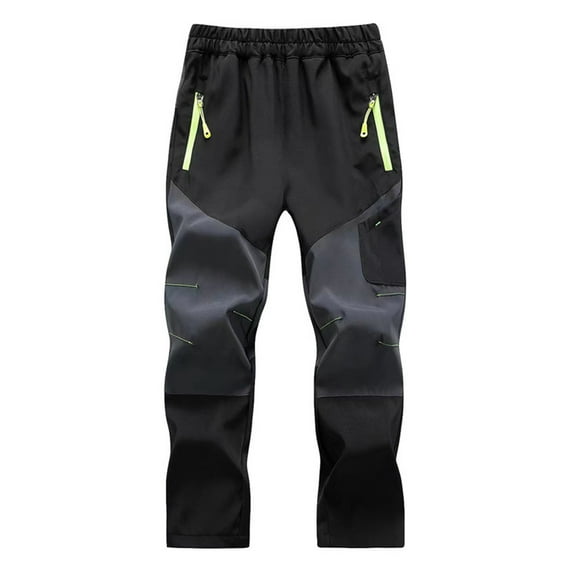 IROINNID Boys and Girls Plush Solid Color Keep Windproof Water Proof Outdoor Hiking Ski Pants 11T