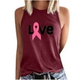 thumbnail image 1 of IROINNID Breast Cancer Tank for Women Breast Cancer Awareness Casual Sleeveless Printed Ladies Round Neck Blouses Tops T-Shirt,Burgundy, 1 of 5