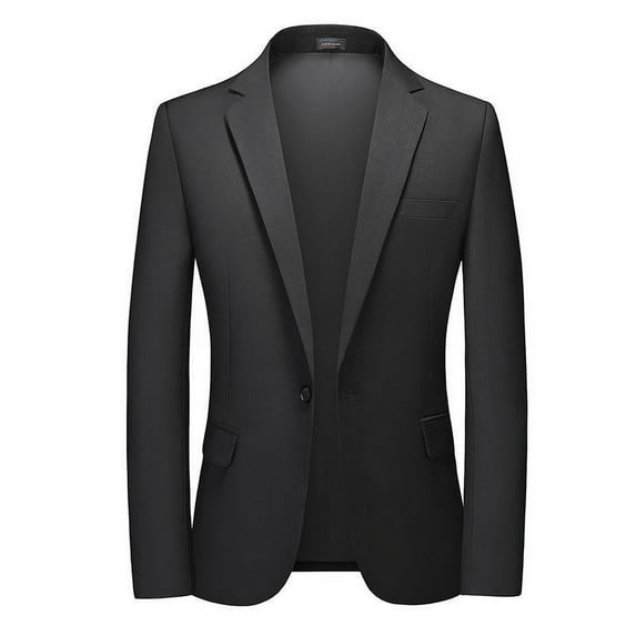 IROINNID Business Suit for Men Formal Blazer Solid One Button Classic Suit Jacket,Black