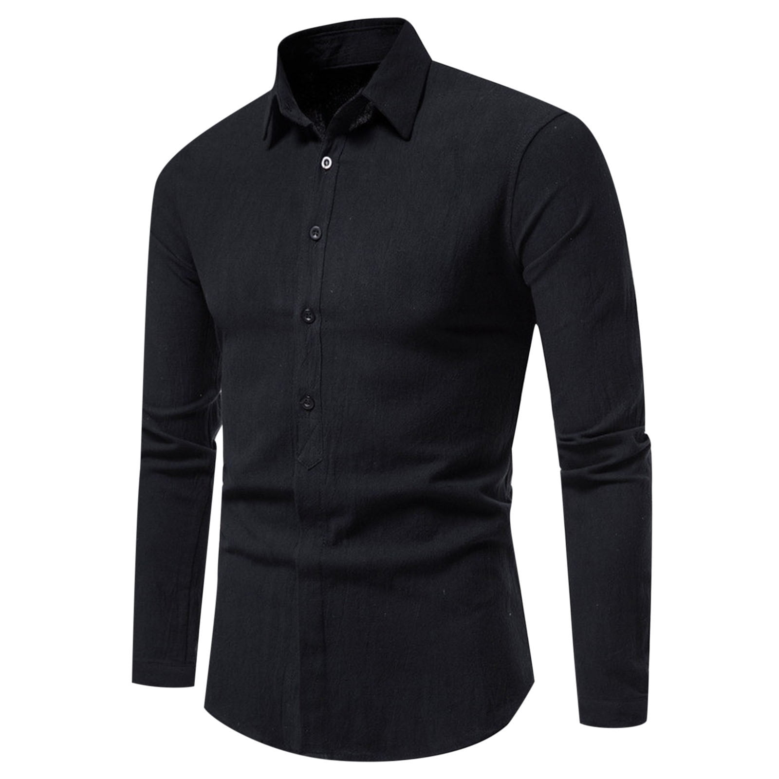 IROINNID Bussiness Shirts for Men Solid Color Button Down Long Sleeve ...