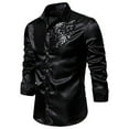 thumbnail image 1 of IROINNID Button Down Shirts for Men Autumn And Winter Sequins Shirt Long Sleeve Top,Black, 1 of 4