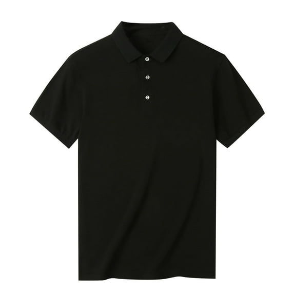 IROINNID Button Down Shirts for Men Summer Soft Short Sleeve Buttons Solid Color Blouse T-shirt Tops,Black