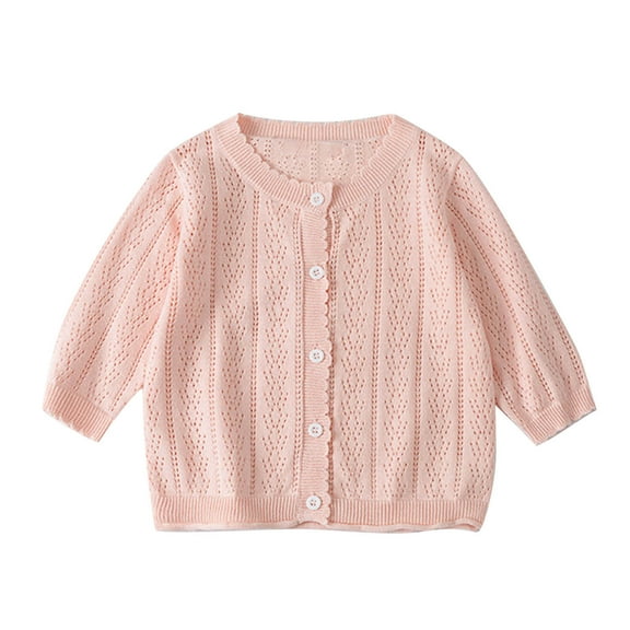 IROINNID Cardiagn for Toddler Girls Button Down Fleece Long Sleeve Breathable Jacket Casual Spring Cardigan,Pink
