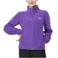 thumbnail image 1 of IROINNID Cardigan for Women Open Front And Winter Long Sleeve Solid Color Fleece Jacket Stand Collar Zipper Cardigan Outerwear Casual Coat,Purple, 1 of 5