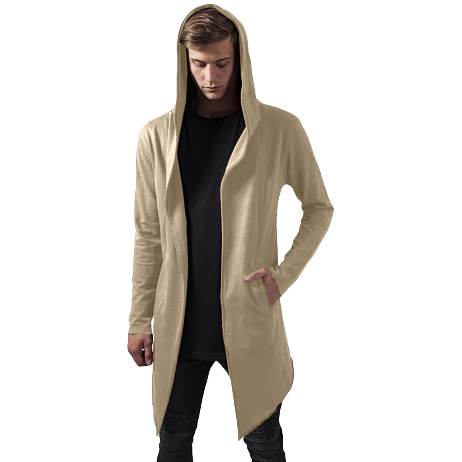 IROINNID Cardigan for Men Cotton Cozy Solid Hooded Cardigan Jacket