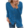 thumbnail image 1 of IROINNID Cardigan for Women Buttons Long Sleeve Solid Short Coat Cardigan Blouse,Blue, 1 of 4