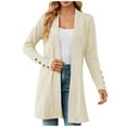 thumbnail image 1 of IROINNID Cardigan for Women Fall Winter Front Open Knit Cardigan Long Sleeve Solid All-match Loose Jacket,Beige, 1 of 8