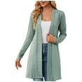 thumbnail image 1 of IROINNID Cardigan for Women Fall Winter Front Open Knit Cardigan Long Sleeve Solid All-match Loose Jacket,Mint Green, 1 of 8