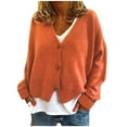 thumbnail image 1 of IROINNID Cardigan for Women Fall Winter Knit Warm Cardigan Long Sleeve Solid Button Down Short Basic Jacket,Orange, 1 of 4