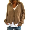 thumbnail image 1 of IROINNID Cardigan for Women Fall Winter Warm Cardigan Long Sleeve Solid Button Down Short Basic Jacket,Khaki, 1 of 4