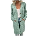 thumbnail image 1 of IROINNID Cardigan for Women Knitted Fall and Winter Front Open Button Down Cardigans Leisure Long Sweater Solid Basic Cardigan with Pocket,Mint Green, 1 of 5