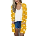 thumbnail image 1 of IROINNID Cardigan for Women Open Front Deals Lightweight Outerwear Long Sleeve Dot Printed Cardigan Casual Coat with Pocket,Yellow, 1 of 5