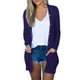 thumbnail image 1 of IROINNID Cardigan for Women Open Front Lightweight Solid Color Long Sleeve Casual Outerwear Blouse And Button Cardigan with Pocket,Purple, 1 of 6