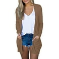 thumbnail image 1 of IROINNID Cardigan for Women Open Front Lightweight Solid Color Long Sleeve Loose Outerwear Cardigan with Pocket,Khaki, 1 of 7