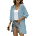 thumbnail image 1 of IROINNID Cardigan for Women Open Front Lightweight Solid Color Three Quarter Sleeve Casual Outerwear Blouse Cardigan,Sky Blue, 1 of 8