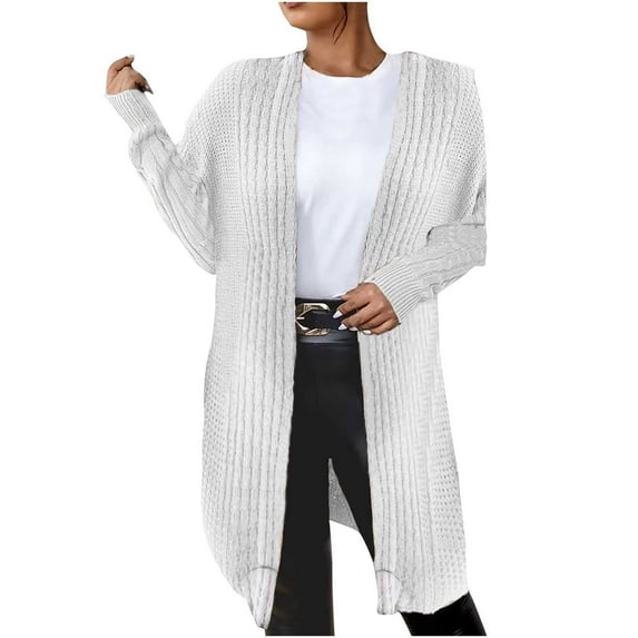 IROINNID Cardigan for Women Open Front On Sale Hood Cardigan Large Size Sweater Pocket Single Breasted Long Sleeves Coat,White