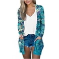 thumbnail image 1 of IROINNID Cardigan for Women Open Front On Sale Lightweight Printing Long Sleeve Casual Outerwear Blouse Cardigan Outerwear with Pocket,Blue A, 1 of 5