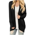 thumbnail image 1 of IROINNID Cardigan for Women Open Front Reduced Lightweight Solid Color Long Sleeve Cotton Outerwear Blouse And Button Cardigan with Pocket,Black, 1 of 5